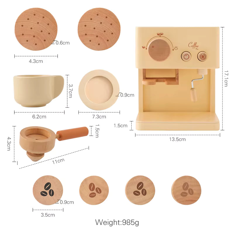 CozyCubz Brew & Play Montessori Wooden Coffee Maker Set