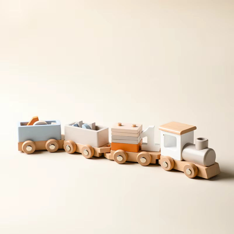 CozyCubz LittleRails Montessori Wooden Train Set