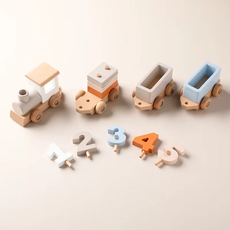 CozyCubz LittleRails Montessori Wooden Train Set